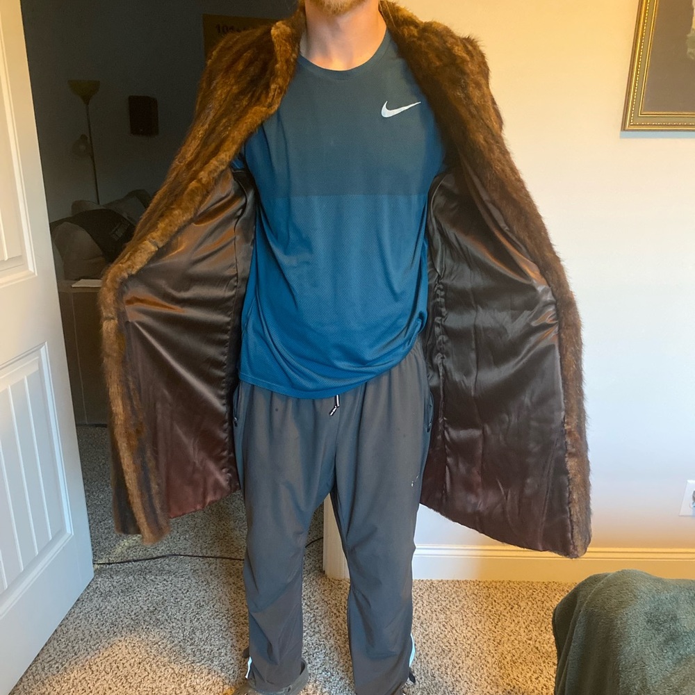 Minks skin, hand stitched coat